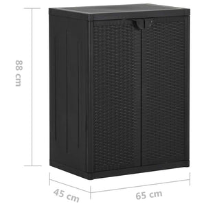 Ντουλάπι Αποθήκευσης Κήπου Μαύρο 65x45x88 εκ. από Ρατάν PP - PAKOBAZAAR