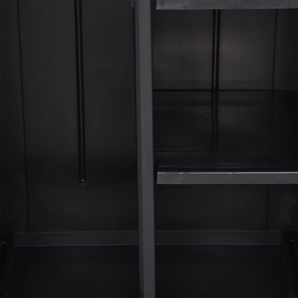 Ντουλάπι Αποθήκευσης Κήπου Μαύρο 65x45x172 εκ. από Ρατάν PP - PAKOBAZAAR