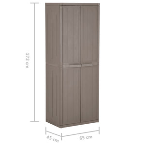 Ντουλάπι Αποθήκευσης Κήπου Καφέ 65x45x172 εκ. PP Εμφάνιση Ξύλου - PAKOBAZAAR