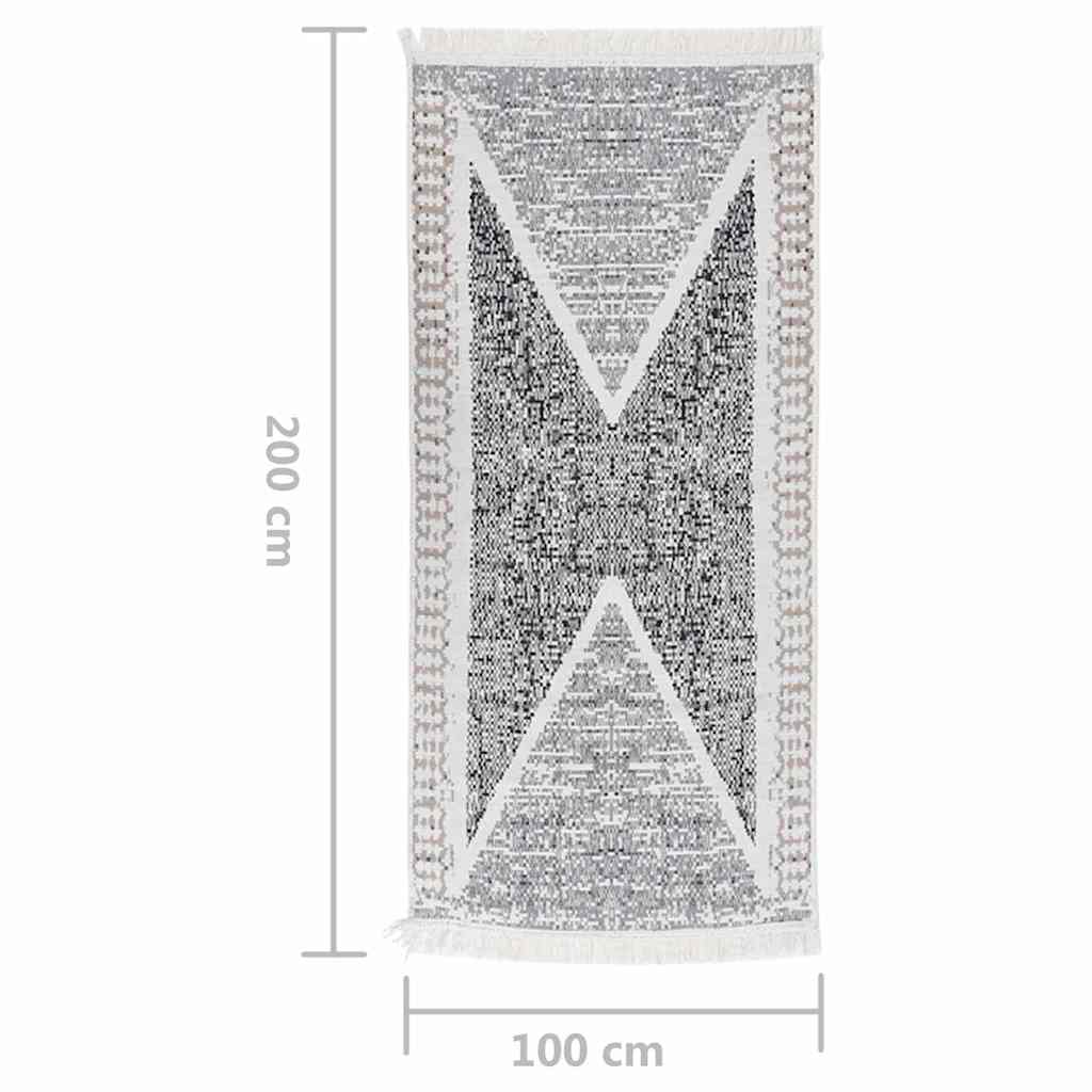 Χαλί Μαύρο και Γκρι 100x200 εκ. Βαμβακερό