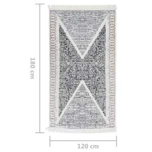 Χαλί Μαύρο και Γκρι 120x180 εκ. Βαμβακερό