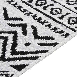 Χαλί Μαύρο και Λευκό 100 x 200 εκ. Βαμβακερό - Pakobazaar