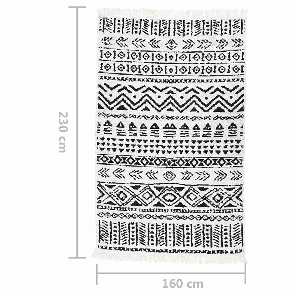 Χαλί Μαύρο και Λευκό 160x230 εκ. Βαμβακερό
