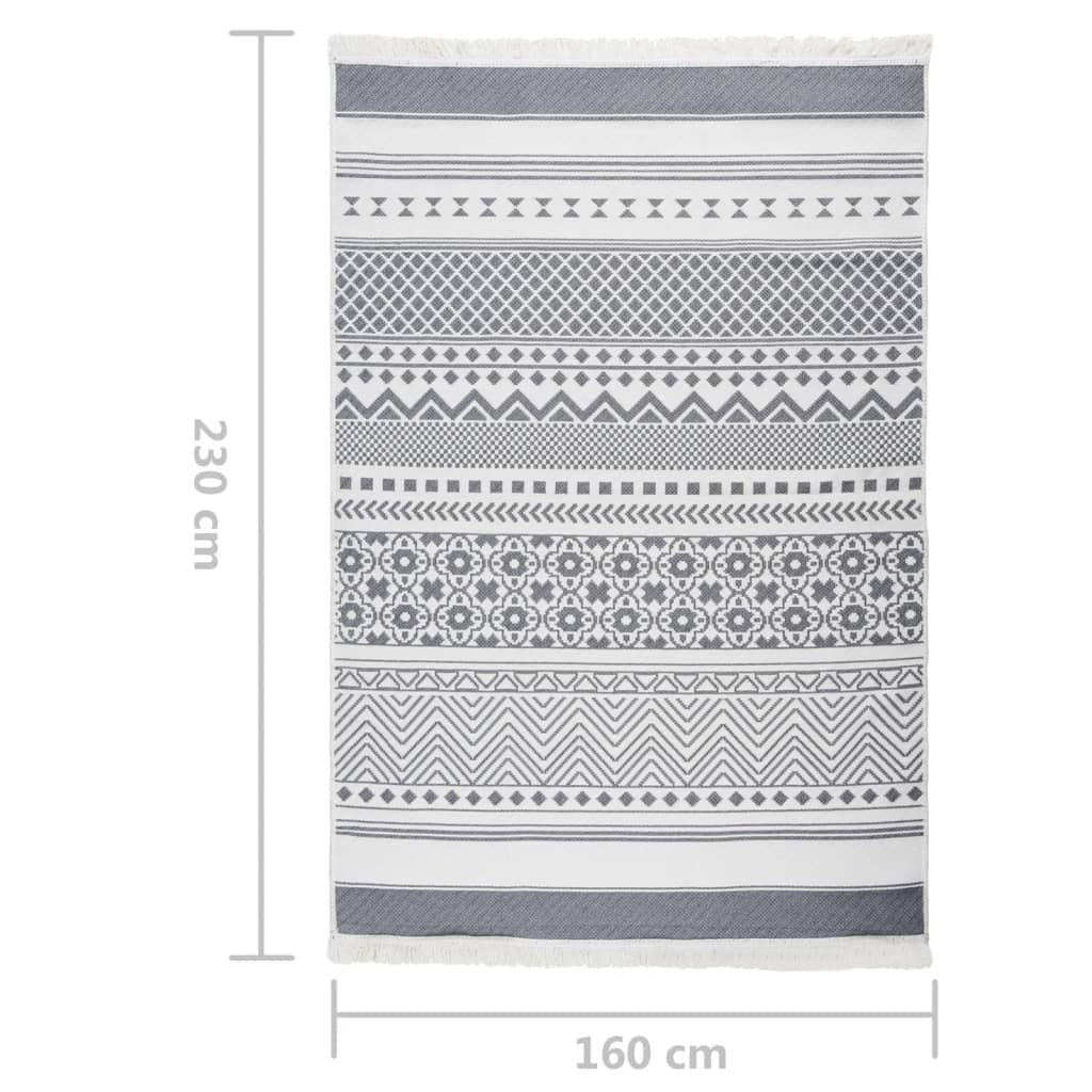 Χαλί Γκρι και Λευκό 160 x 230 εκ. Βαμβακερό