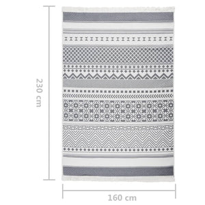 Χαλί Γκρι και Λευκό 160 x 230 εκ. Βαμβακερό