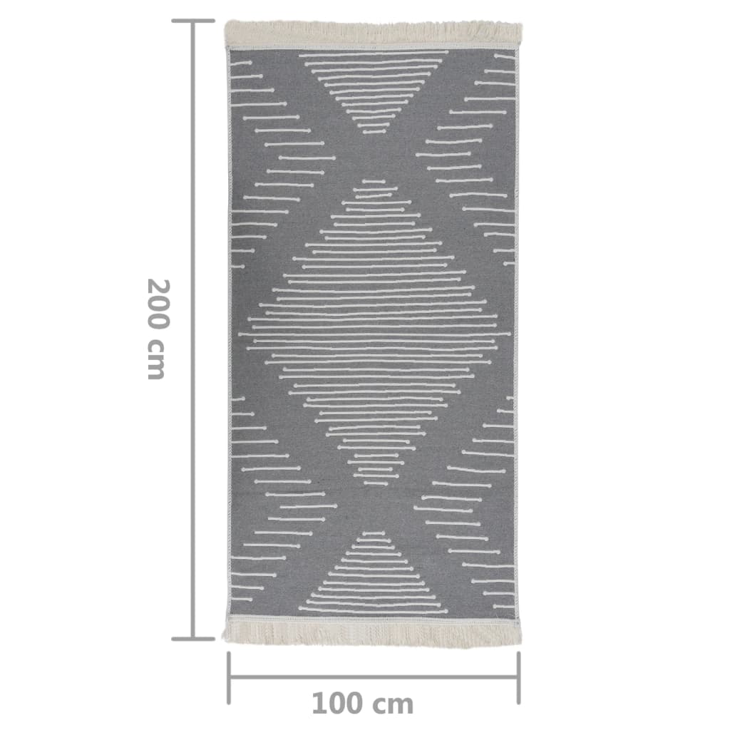 Χαλί Γκρι 100 x 200 εκ. Βαμβακερό
