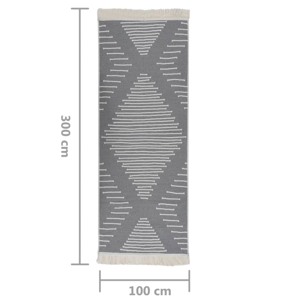 Χαλί Γκρι 100 x 300 εκ. Βαμβακερό