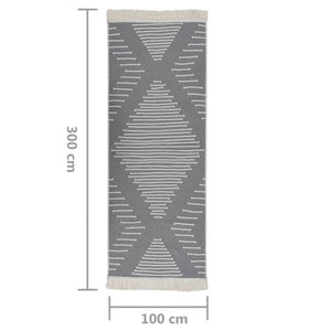 Χαλί Γκρι 100 x 300 εκ. Βαμβακερό
