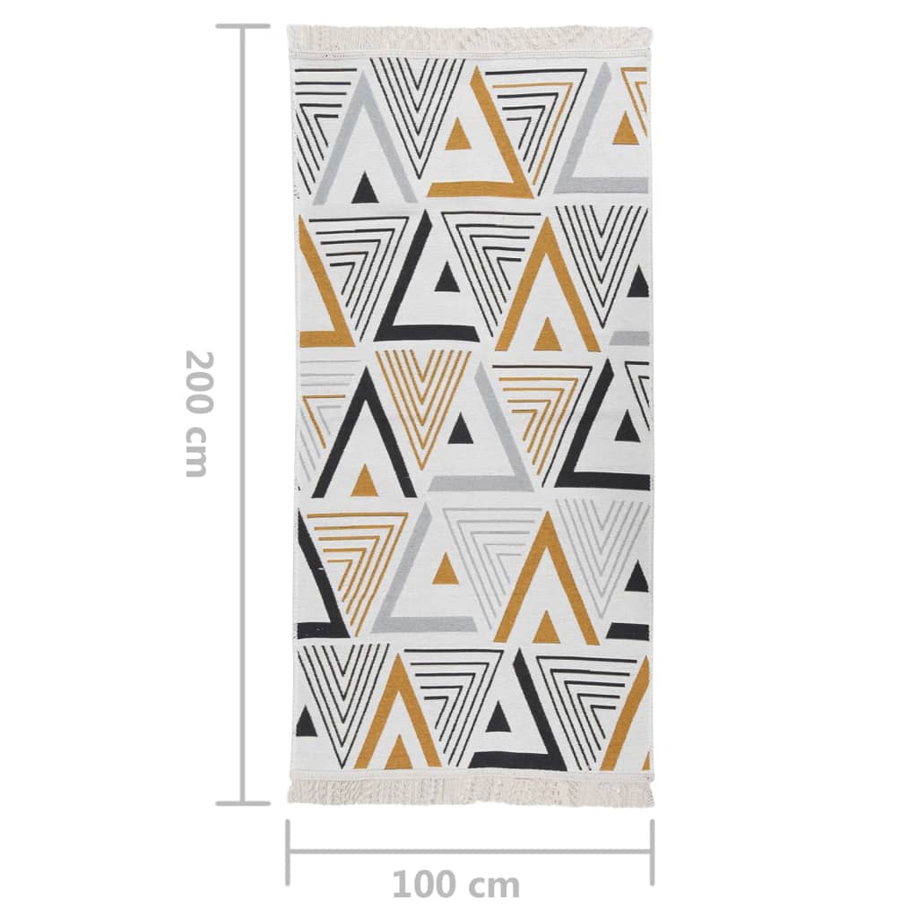 Χαλί Κίτρινο και Γκρι 100 x 200 εκ. Βαμβακερό