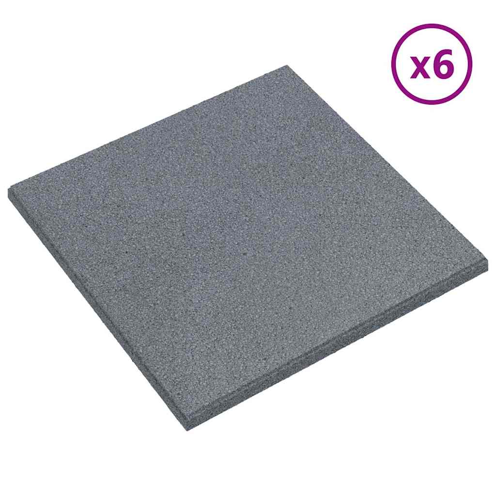 Πλάκες Δαπέδου Ασφαλείας 6 τεμ. Γκρι 50 x 50 x 3 εκ. Καουτσούκ