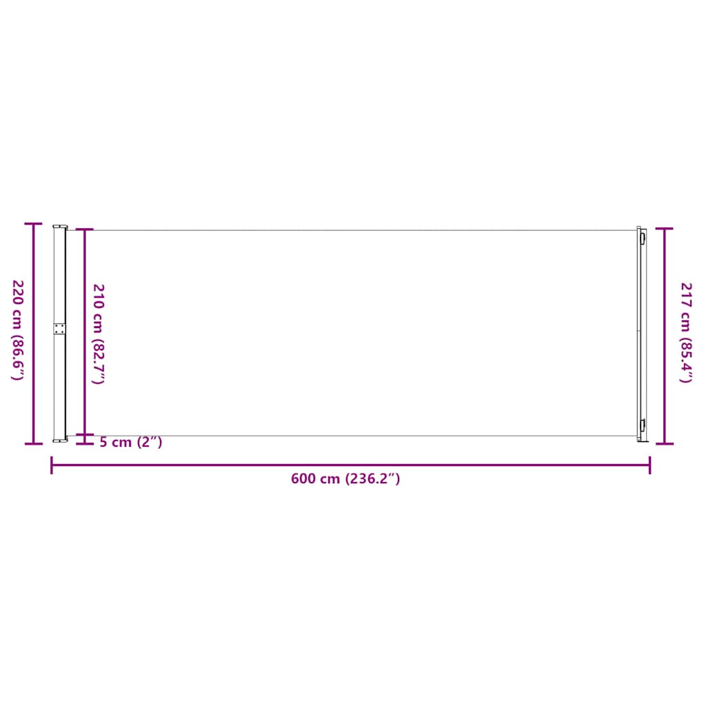 Σκίαστρο Πλαϊνό Συρόμενο Βεράντας Κρεμ 220 x 600 εκ.