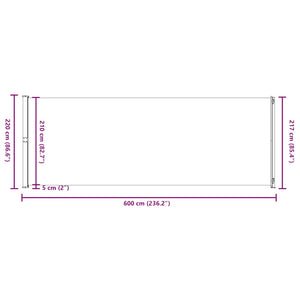 Σκίαστρο Πλαϊνό Συρόμενο Βεράντας Γκρι 220 x 600 εκ.