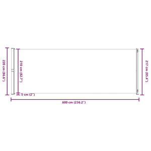 Σκίαστρο Πλαϊνό Συρόμενο Βεράντας Καφέ 220 x 600 εκ.