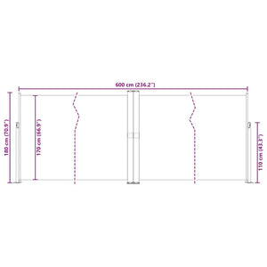 Σκίαστρο Πλαϊνό Συρόμενο Καφέ 180 x 600 εκ.
