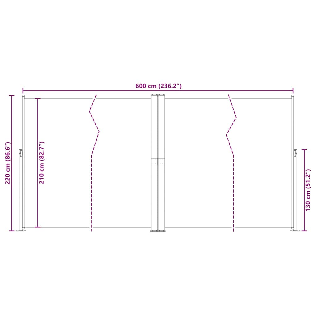 Σκίαστρο Πλαϊνό Συρόμενο Ανθρακί 220 x 600 εκ.