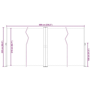 Σκίαστρο Πλαϊνό Συρόμενο Ανθρακί 220 x 600 εκ.