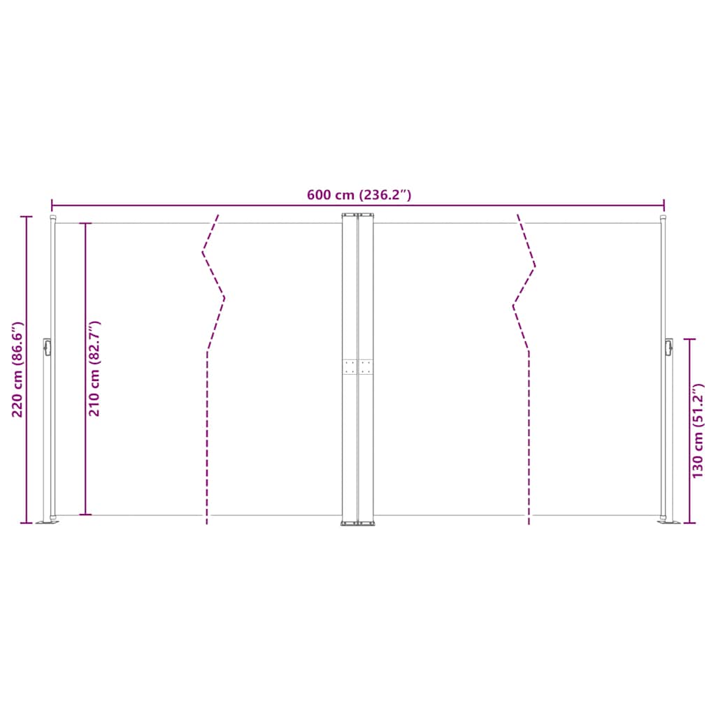 Σκίαστρο Πλαϊνό Συρόμενο Κόκκινο 220 x 600 εκ.