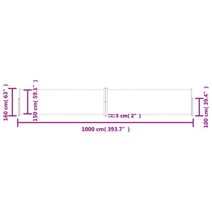 Διαχωριστικό Βεράντας Συρόμενο Μαύρο 160 x 1000 εκ.