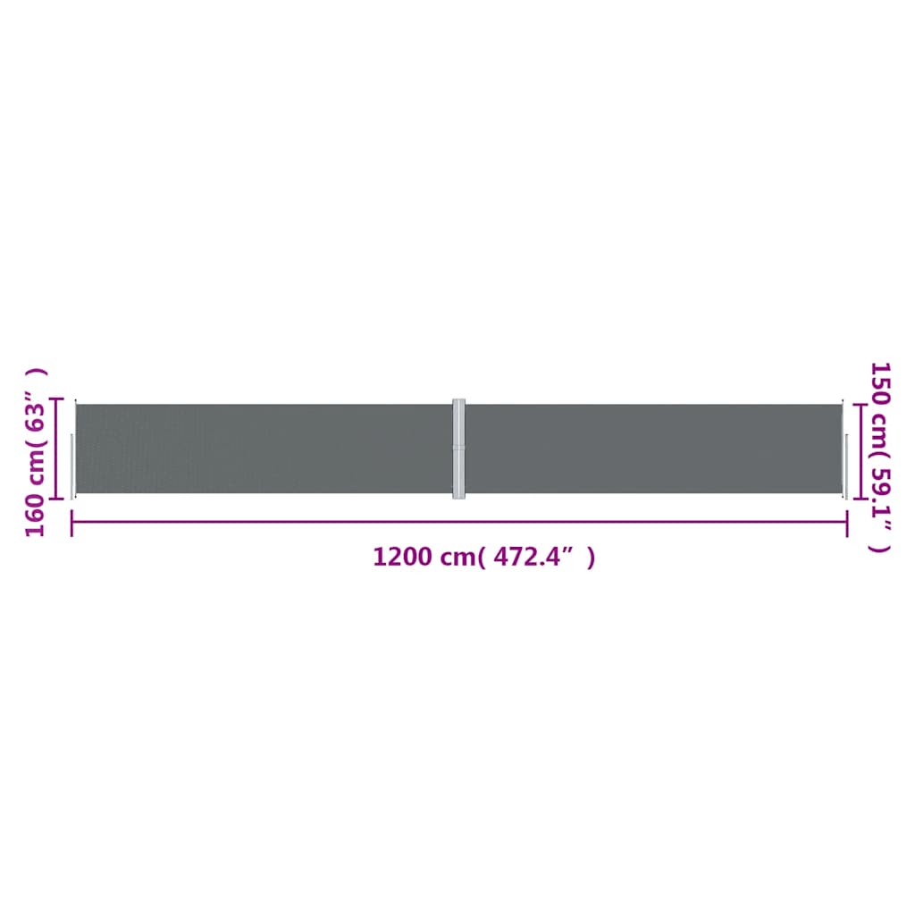 Σκίαστρο Πλαϊνό Συρόμενο Ανθρακί 160 x 1200 εκ.