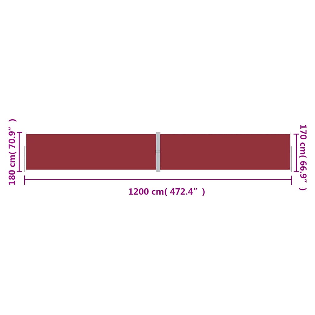 Σκίαστρο Πλαϊνό Συρόμενο Κόκκινο 180 x 1200 εκ.