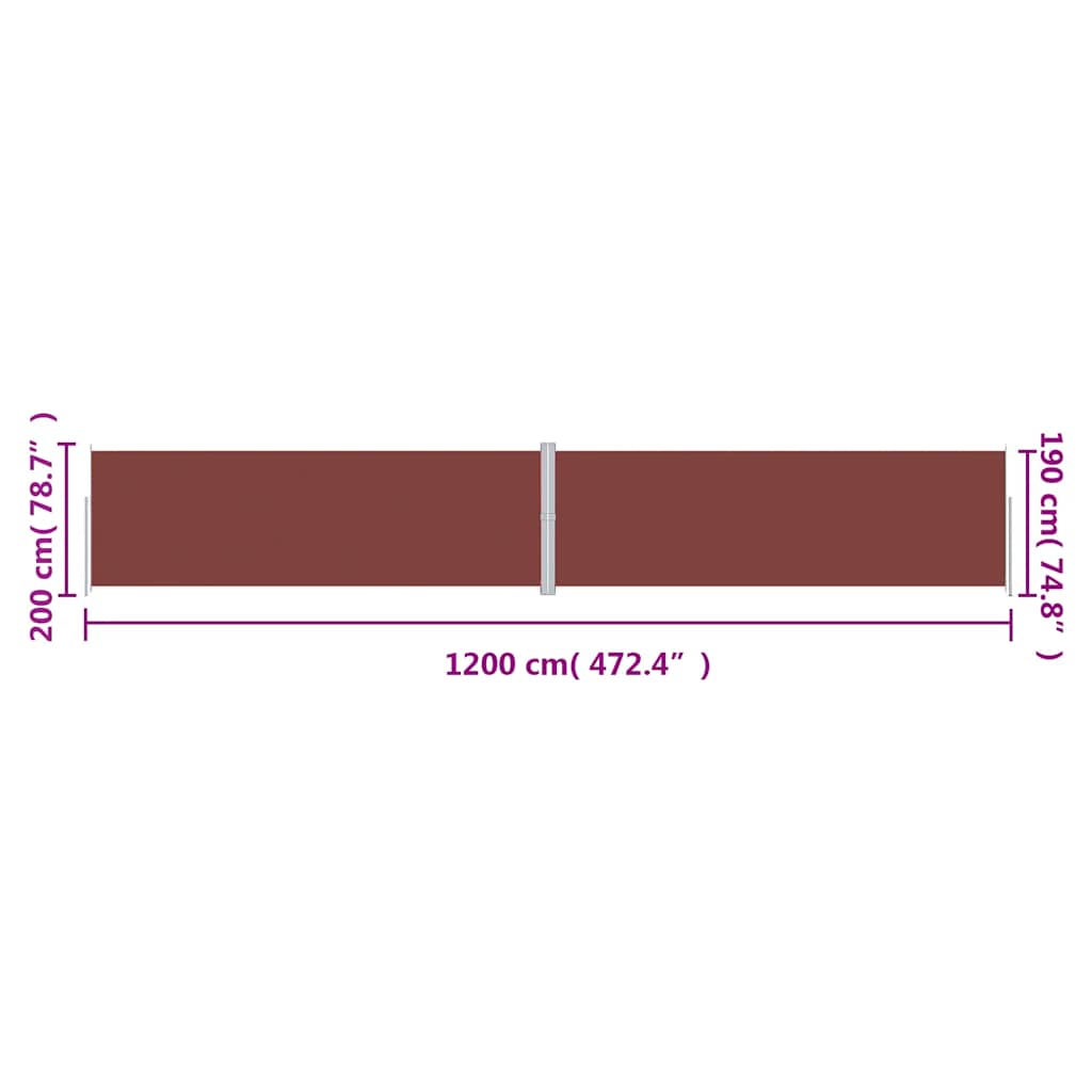 Σκίαστρο Πλαϊνό Συρόμενο Καφέ 200 x 1200 εκ.