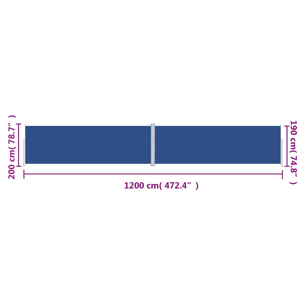 Σκίαστρο Πλαϊνό Συρόμενο Μπλε 200 x 1200 εκ.
