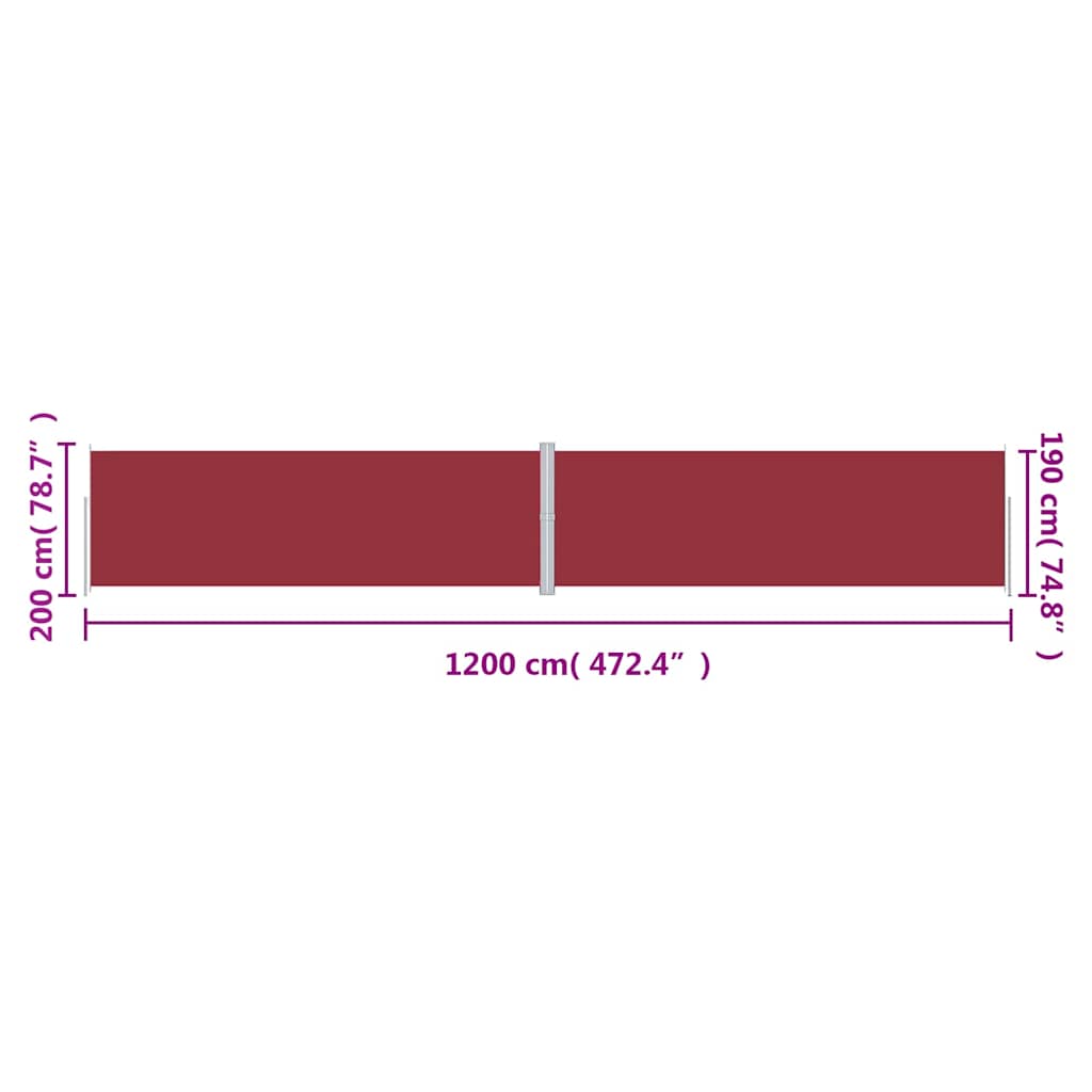 Σκίαστρο Πλαϊνό Συρόμενο Κόκκινο 200 x 1200 εκ.