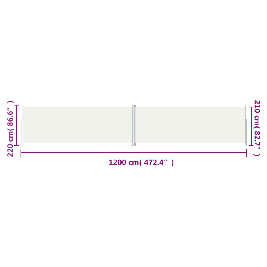 Σκίαστρο Πλαϊνό Συρόμενο Βεράντας Κρεμ 220 x 1200 εκ.
