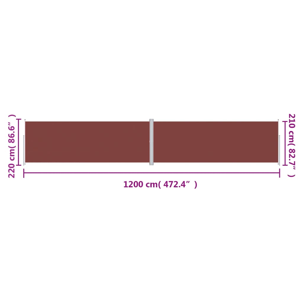 Σκίαστρο Πλαϊνό Συρόμενο Βεράντας Καφέ 220 x 1200 εκ.