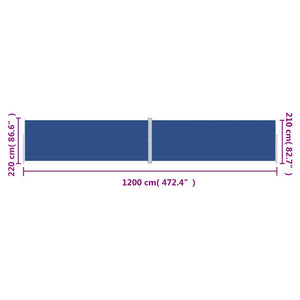 Σκίαστρο Πλαϊνό Συρόμενο Βεράντας Μπλε 220 x 1200 εκ.