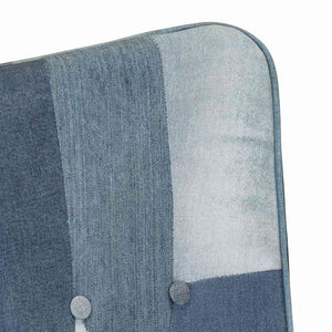 Πολυθρόνα Μπλε Denim Patchwork από Καραβόπανο με Υποπόδιο - Pakobazaar