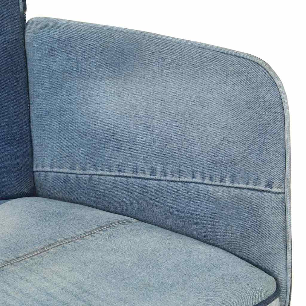 Πολυθρόνα Μπλε Denim Patchwork από Καραβόπανο με Υποπόδιο - Pakobazaar