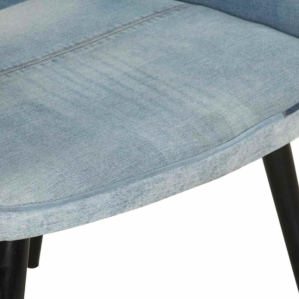 Πολυθρόνα Μπλε Denim Patchwork από Καραβόπανο με Υποπόδιο - Pakobazaar