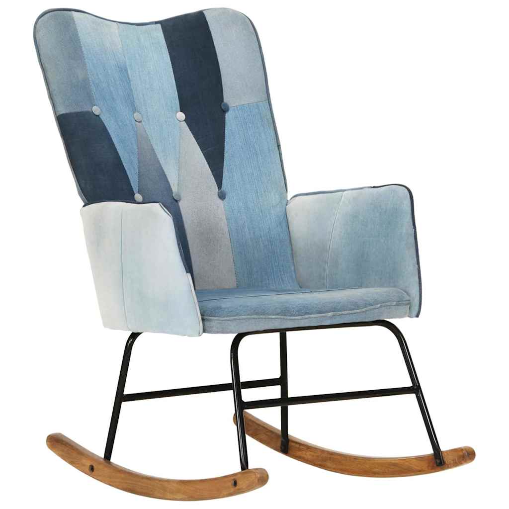 Πολυθρόνα Κουνιστή Μπλε Denim Patchwork Καραβόπανο
