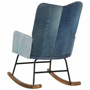 Πολυθρόνα Κουνιστή Μπλε Denim Patchwork Καραβόπανο