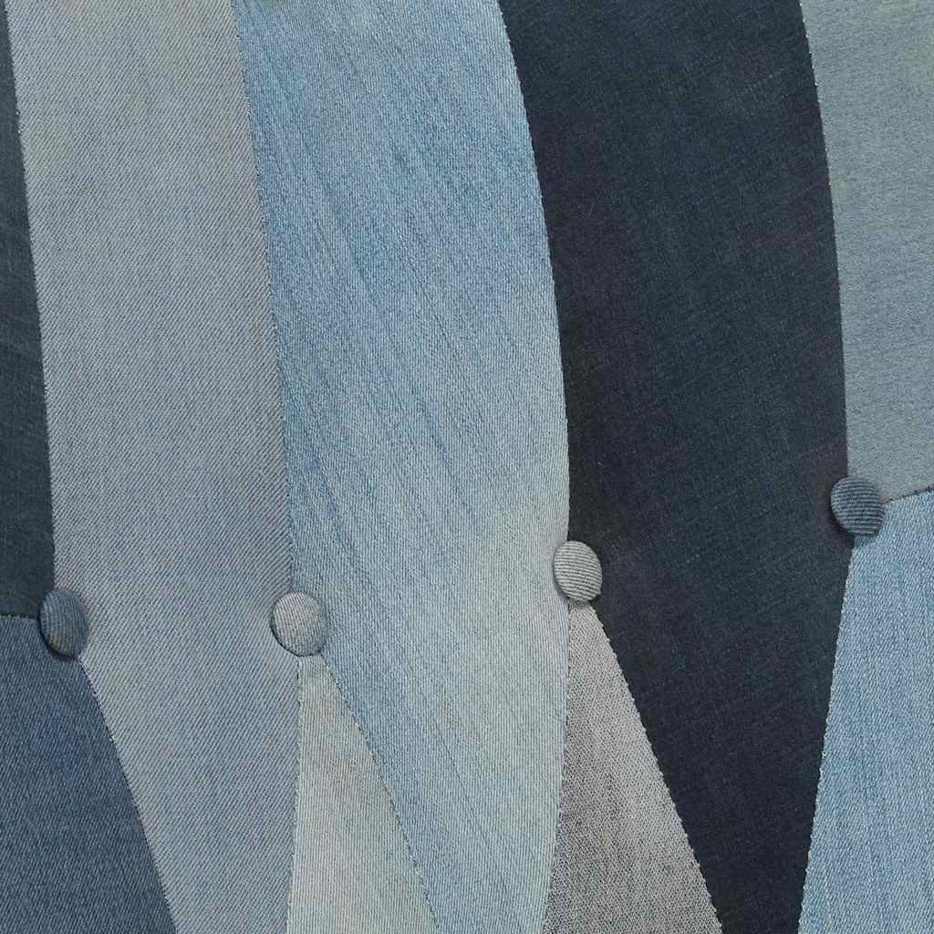 Πολυθρόνα Κουνιστή Μπλε Denim Patchwork Καραβόπανο