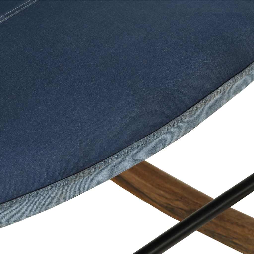 Πολυθρόνα Κουνιστή Μπλε Denim Patchwork Καραβόπανο