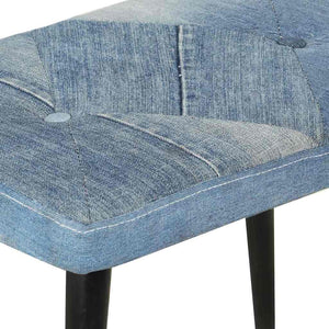 Πολυθρόνα Κουνιστή Μπλε Denim Patchwork Καραβόπανο με Υποπόδιο