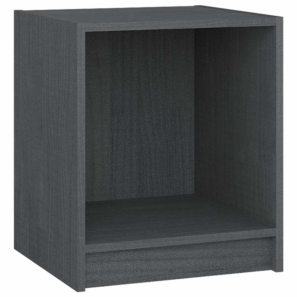 Κομοδίνο Γκρι 35,5 x 33,5 x 41,5 εκ. από Μασίφ Ξύλο Πεύκου