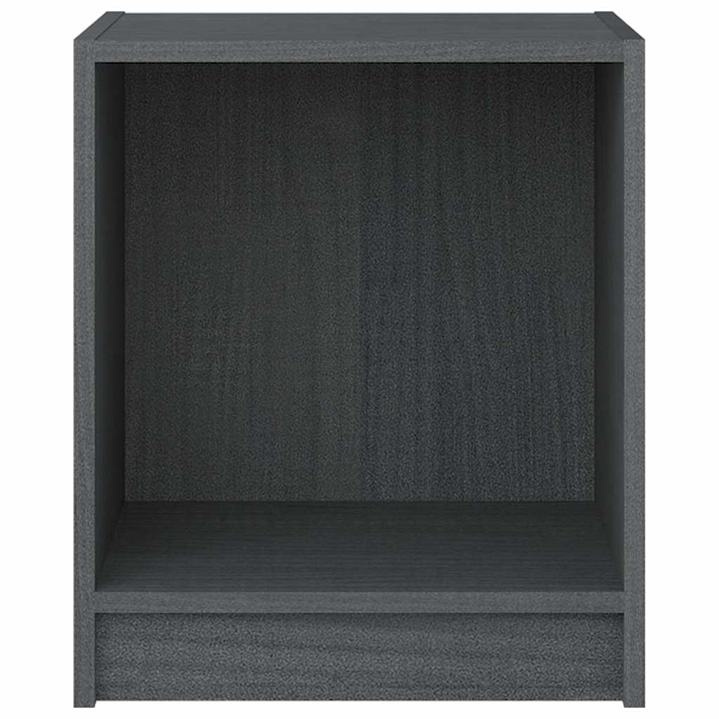 Κομοδίνο Γκρι 35,5 x 33,5 x 41,5 εκ. από Μασίφ Ξύλο Πεύκου