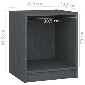 Κομοδίνο Γκρι 35,5 x 33,5 x 41,5 εκ. από Μασίφ Ξύλο Πεύκου