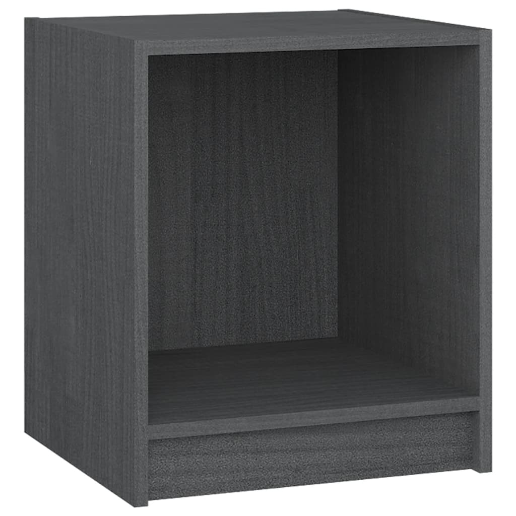 Κομοδίνα 2 τεμ. Γκρι 35,5 x 33,5 x 41,5εκ από Μασίφ Ξύλο Πεύκου