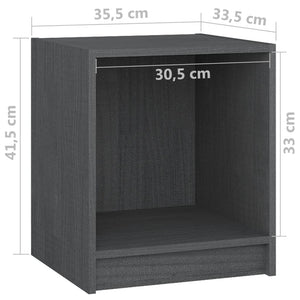 Κομοδίνα 2 τεμ. Γκρι 35,5 x 33,5 x 41,5εκ από Μασίφ Ξύλο Πεύκου