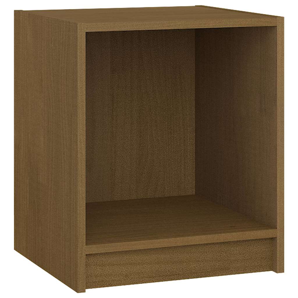Κομοδίνα 2 τεμ. Καφέ Μελί 35,5x33,5x41,5 εκ. Μασίφ Ξύλο Πεύκου