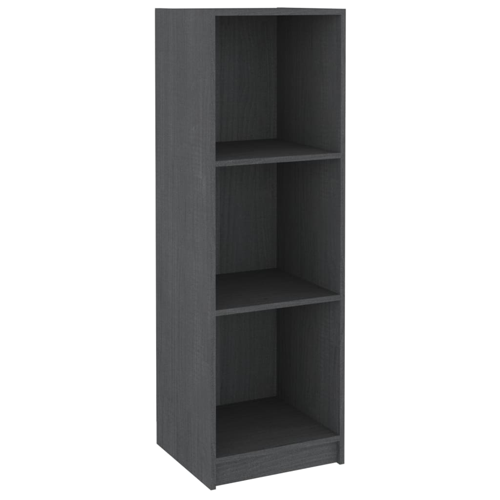 Βιβλιοθήκη/Διαχωρ. Χώρου Γκρι 36x33x110 εκ. Μασίφ Ξύλο Πεύκου