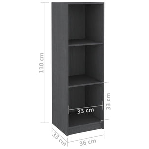 Βιβλιοθήκη/Διαχωρ. Χώρου Γκρι 36x33x110 εκ. Μασίφ Ξύλο Πεύκου