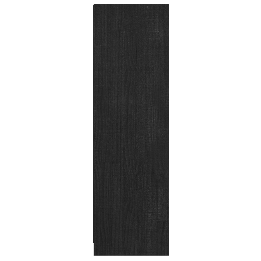 Βιβλιοθήκη/Διαχωρ. Χώρου Μαύρο 36x33x110 εκ. Μασίφ Ξύλο Πεύκου - Pakobazaar