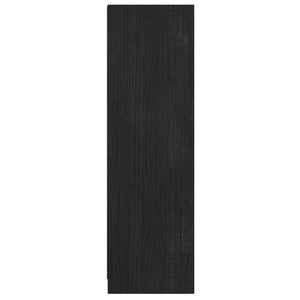 Βιβλιοθήκη/Διαχωρ. Χώρου Μαύρο 36x33x110 εκ. Μασίφ Ξύλο Πεύκου - Pakobazaar