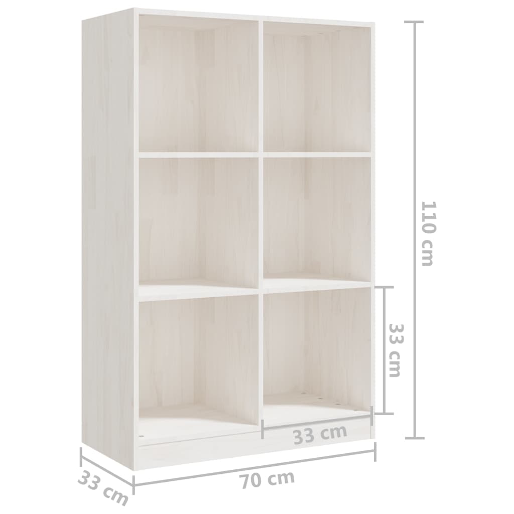 Βιβλιοθήκη Λευκή 70 x 33 x 110 εκ. από Μασίφ Ξύλο Πεύκου