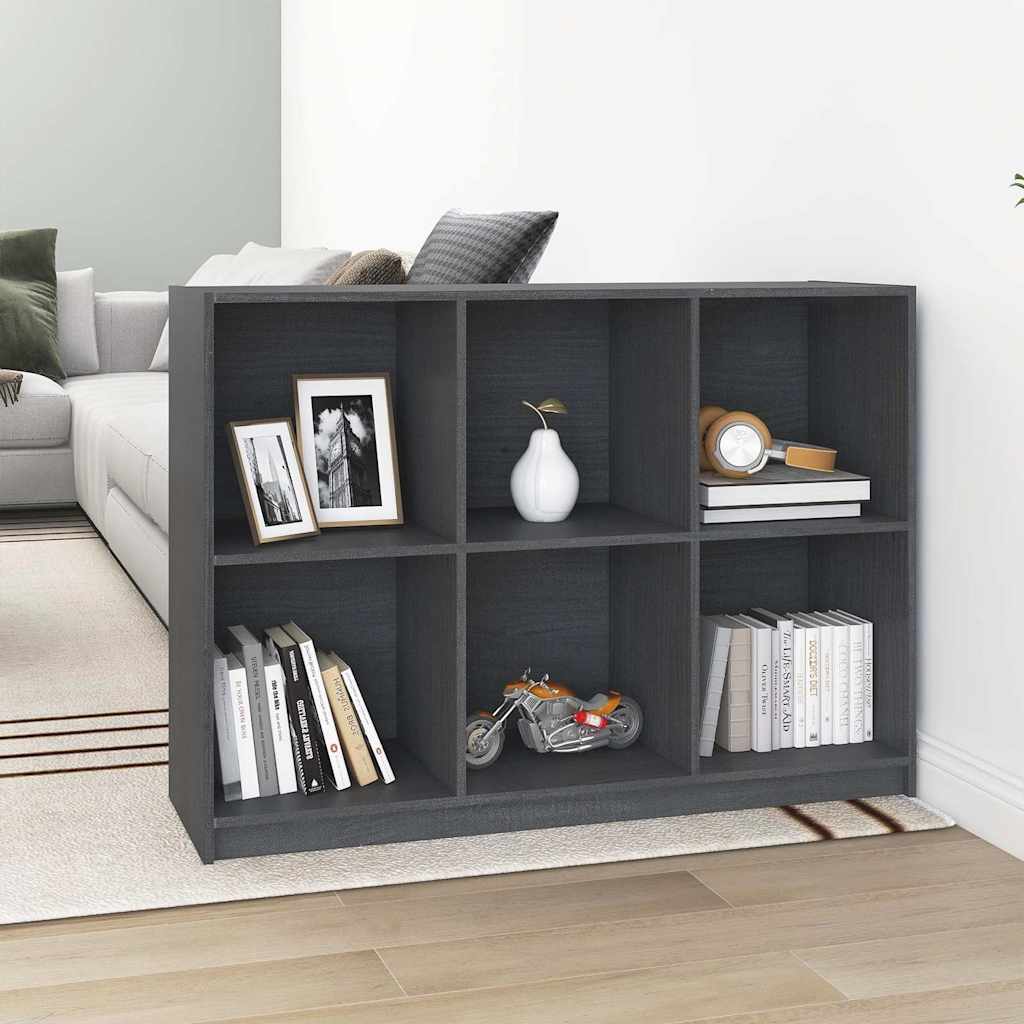Βιβλιοθήκη Γκρι 104 x 33 x76 εκ. από Μασίφ Ξύλο Πεύκου